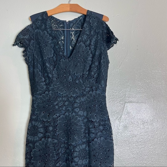 ANTONIO MELANI Dresses & Skirts - ANTONIO MELANI pine green and black lace cocktail midi dress 2